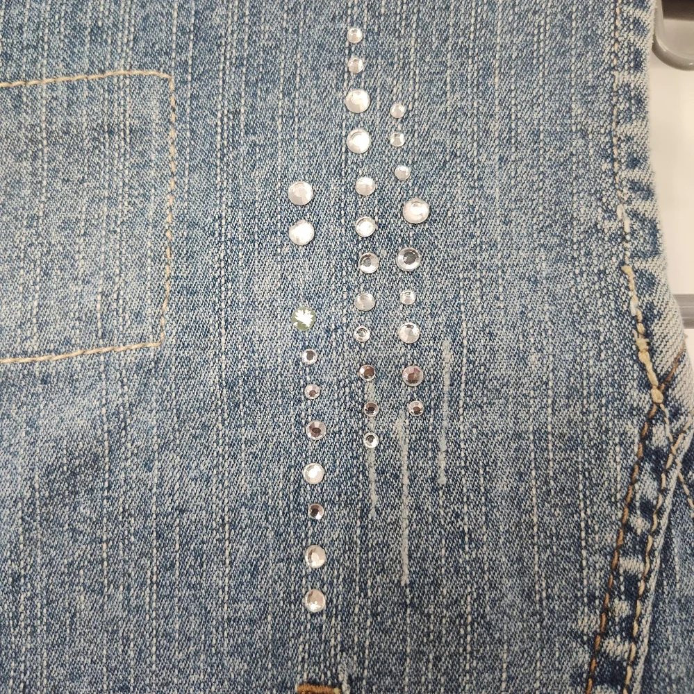 Justice Blue Denim Vest with Rhinestone Accents Girls Size Small, 10